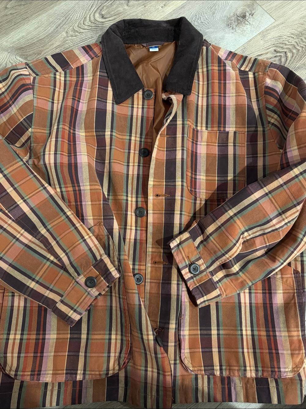 Old Navy Men's Plaid Button-Front Jacket in Brown Multi xl